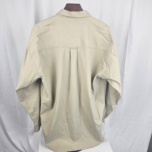 Vintage Chaps Ralph Lauren Crest Shirt Beige Button Up Size L Y2K Era - Picture 4 of 4